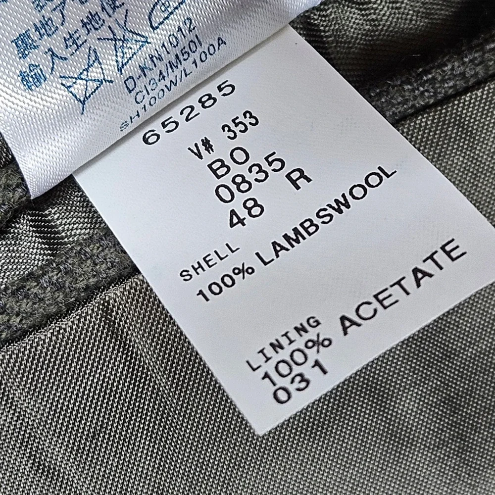 Lands End Lambswool Blazer Mens 48R Green Solid 3-Button Sport Coat Made in USA